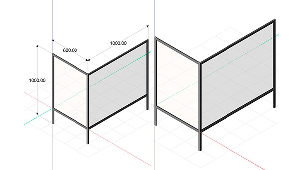 Proteção em L 1000 x 600 x 1000 mm