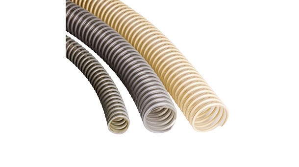 Highly flexible vacuum and pressure tubing made of PUR, reinforced with PVC spiral